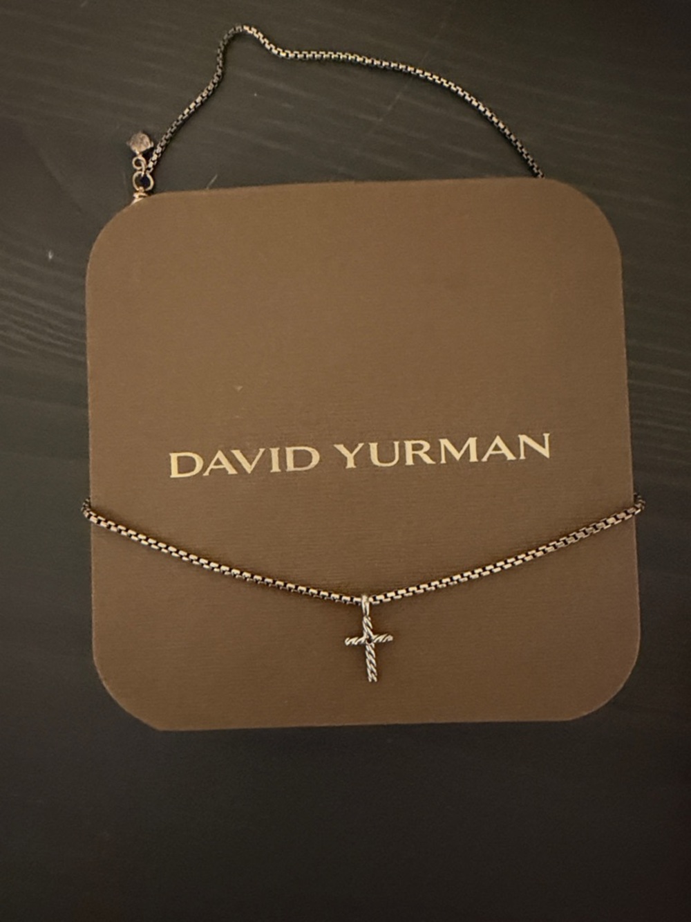 David Yurman Silver-Tone Rope Cross Pendant Necklace - needs polishing